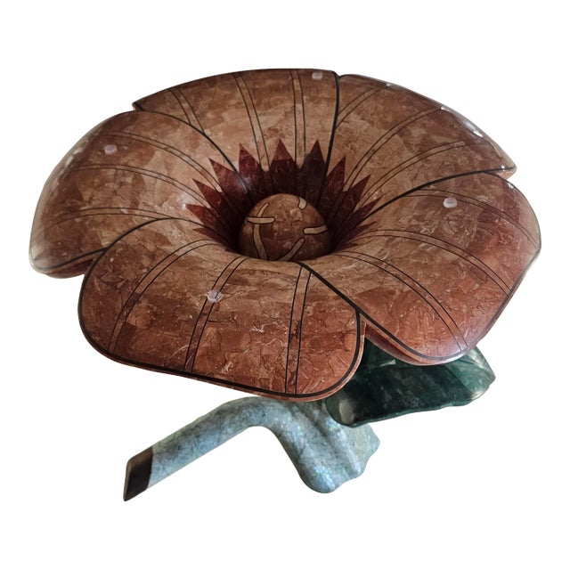 1990s Maitland Smith Tessellated Stone Flower Side Table For Sale