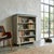 Bookcase with adjustable shelves, enamelled metal, top covered in skai and transparent glass on top. In good condition....