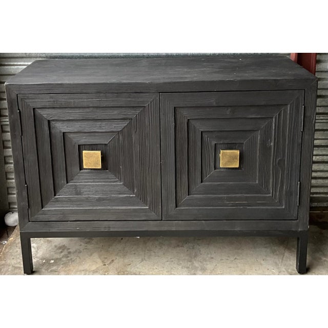New Uttermost Organic Modern Distressed Black and Gilt Cabinets - Pair For Sale - Image 10 of 12