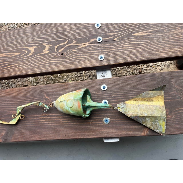 Vintage Paolo Soleri Arcosanti Brutalist Bronze Wind Bell Chime, Verde Gris Patina. Made in the Usa For Sale In Phoenix - Image 6 of 10