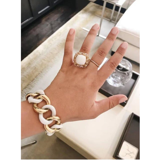 Not Yet Made - Made To Order Christina Addison Yellow Gold Pear Drop Earring With White Jade and Bezel Set Turquoise Accent For Sale - Image 5 of 12