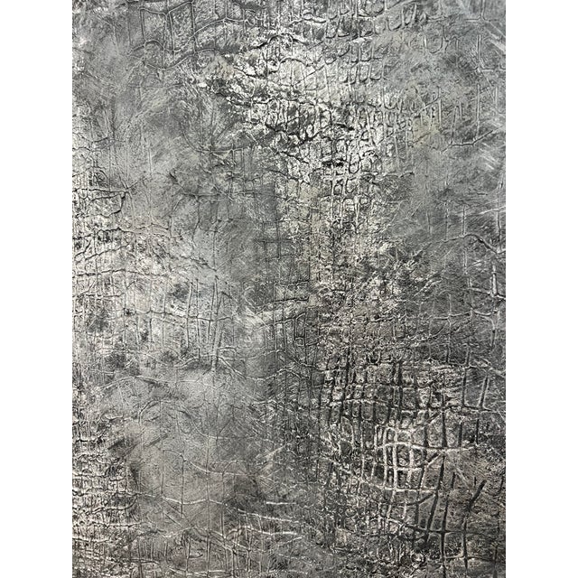 Charcoal Faux Croc Exotic Canvas Art, Framed - Designed by Cheryl P. Kohloff For Sale - Image 9 of 9