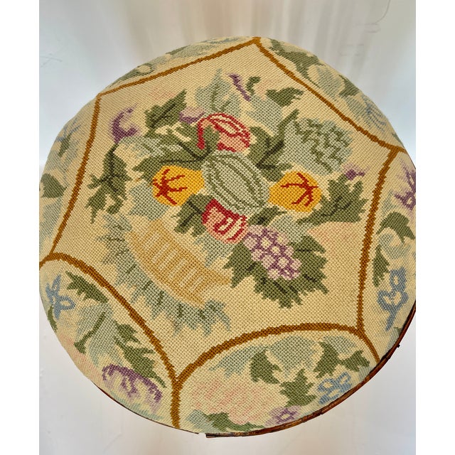 Rare Aesthetics Movement Bamboo & Needlepoint Stool Late 19Th. C For Sale - Image 11 of 14