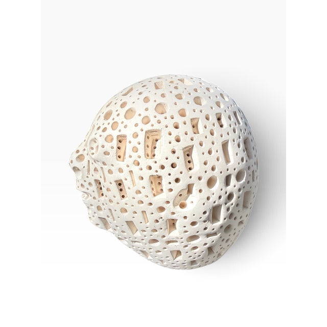 Alexander Ney Perforated Terracotta Head Sculpture, C. 1980s For Sale - Image 12 of 13