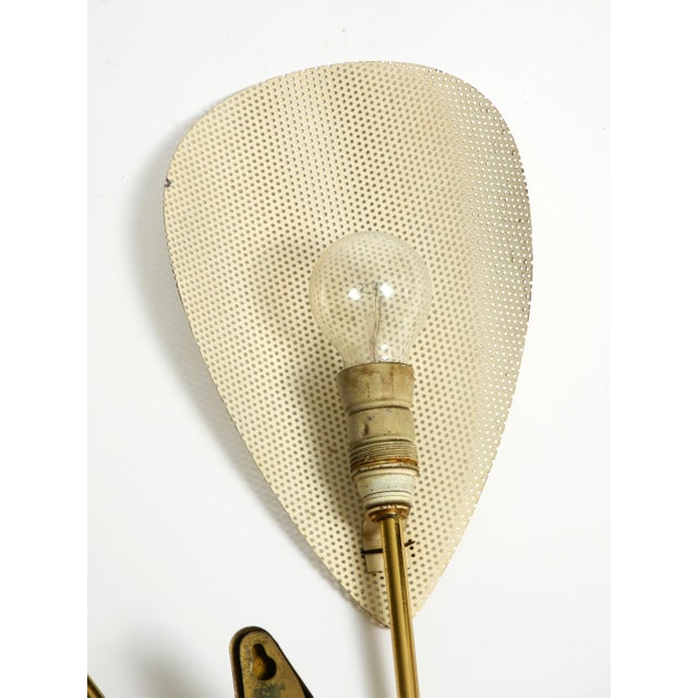 Mid-Century Modern Brass Wall Lamp with Perforated Metal Sheet Lampshades, 1950s For Sale - Image 11 of 16