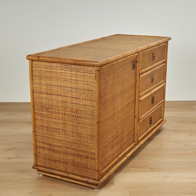 Mid Century French Bamboo and Grasscloth Dresser or Cabinet For Sale - Image 10 of 14