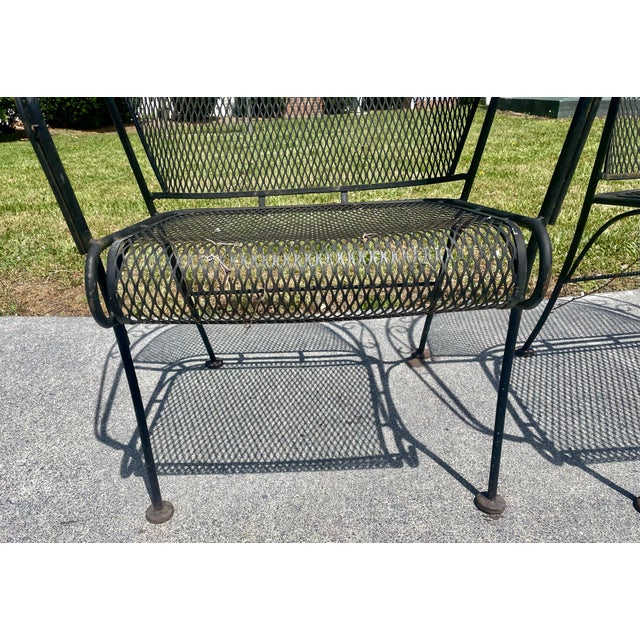 Metal Mid 20th Century Russell Woodard Grapevine Barrel Back Wrought Iron Grape Pair of Chairs For Sale - Image 7 of 12