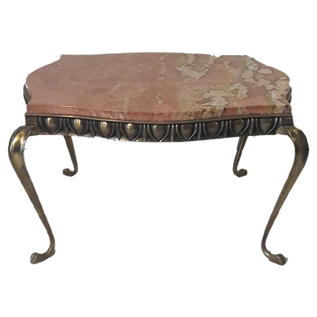 Mid-Century Brass and Marble Coffee Table For Sale