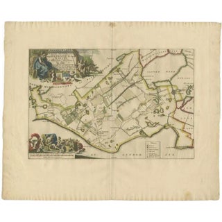 Antique Map of the Gaasterland Township Friesland by Halma, 1718 For Sale