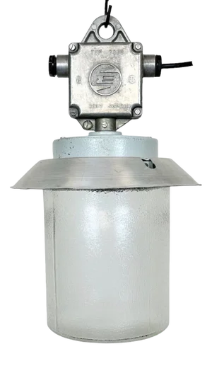Industrial Aluminium Light with Glass Cover from Elektrosvit, 1970s