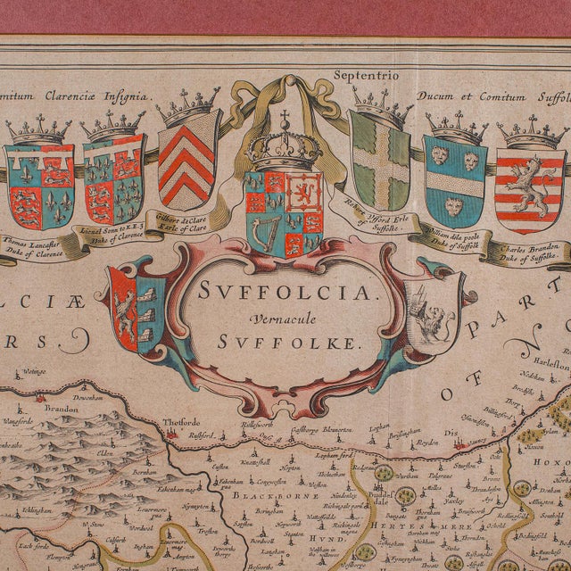 Antique Suffolk County Map, Dutch, Atlas Novus, Joan Blaeu, Cartography, c.1645 For Sale - Image 4 of 12