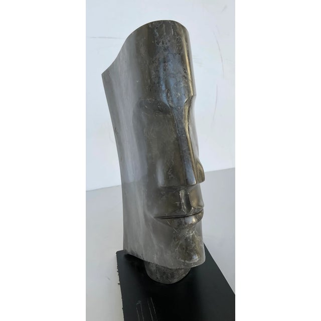 Modern Dark Gray Marble Profile Sculpture For Sale - Image 4 of 6