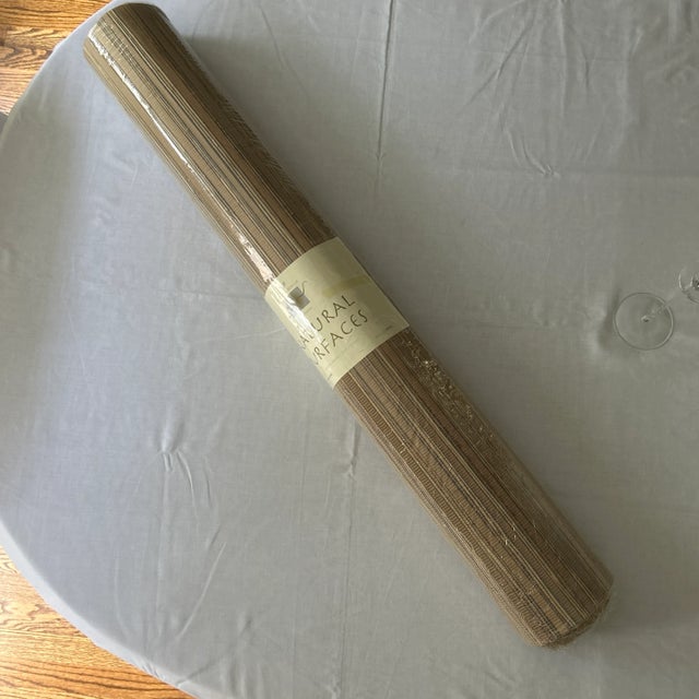 RITVA NS 3002 Color Tan with streaks of Navy, very handsome. 3 full rolls available (each 8 yards) made by ABA Interiors...