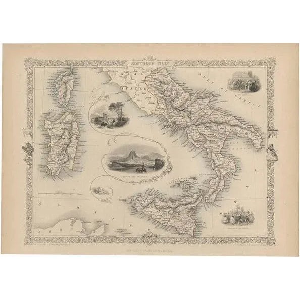 Antique Map of Southern Italy by J. Tallis, 1851 For Sale - Image 6 of 6