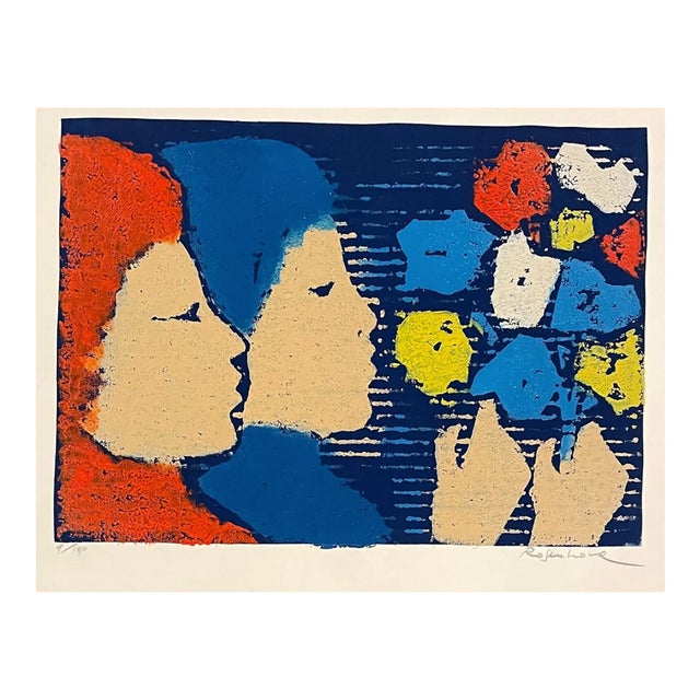 1960s Irwin Rosenhouse Mid Century Woodblock For Sale