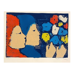 1960s Irwin Rosenhouse Mid Century Woodblock
