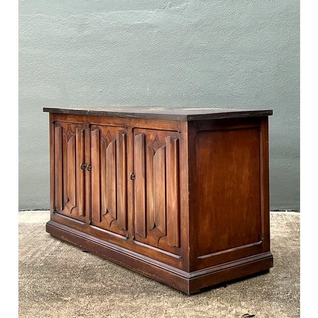 Wood Vintage Carved Walnut Credenza With Slate Top For Sale - Image 7 of 12