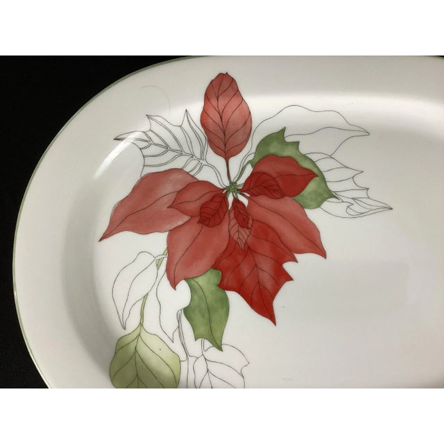 Block Spal porcelain platter - with a poinsettia watercolor - by renowned artist Mary Lou Geortzen (1929-2030)-widely...