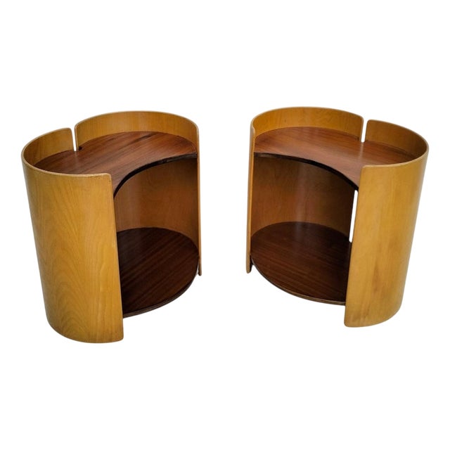 Gea Wooden Side Tables attributed to Kazuhide Takahama for Gavina, 1960s,, Set of 2 For Sale