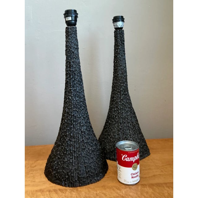 Metal Vintage Textured Resin Table Lamps - Pair For Sale - Image 7 of 12