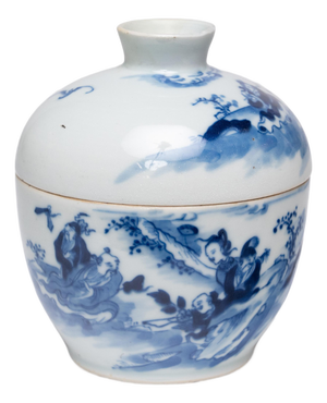 Chinese Blue & White Eight Immortals Jar, C. 1900