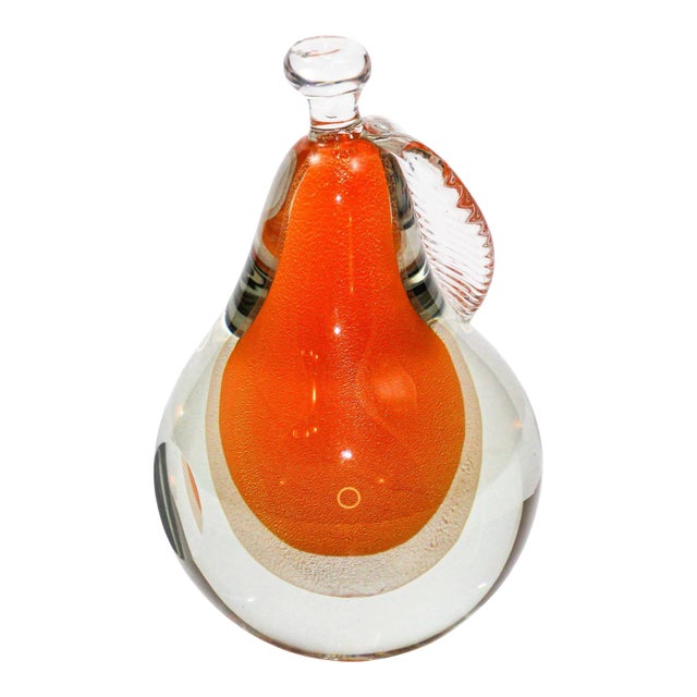 Murano Sommerso Pear by Alfredo Barbini Art Glass Decor 1950s For Sale