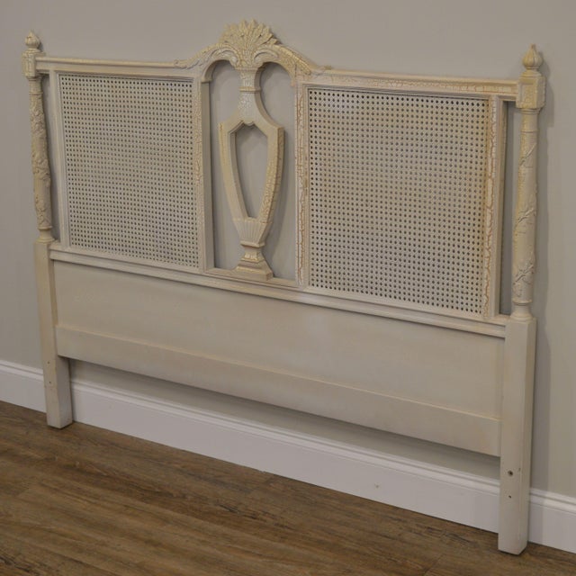 French Country White Painted Caned Queen Headboard Chairish