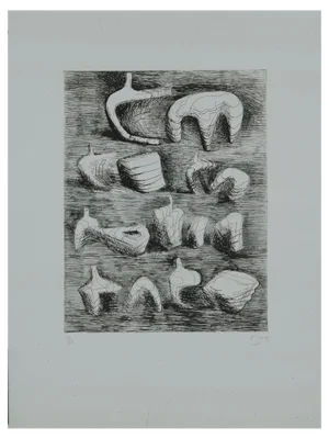 Henry Moore, Studies for Sculpture: Two and Three Piece Reclining Figures, 1967, Etching
