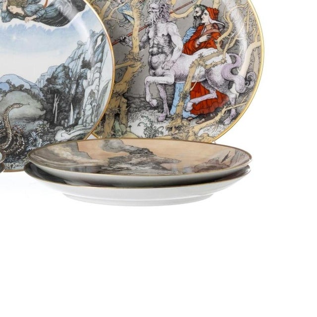 Divine Comedy Plates in Porcelain by Lima De Freitas, 1980s, Set of 8 For Sale - Image 5 of 6