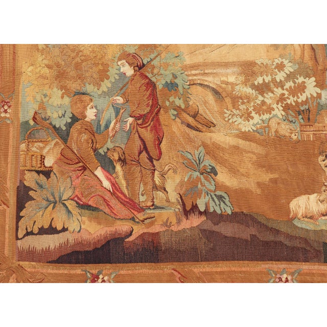 19th Century Antique French Verdure Tapestry With a Countryside Scene For Sale - Image 4 of 16
