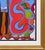 Richard Antilhomme Red & Blue Abstract Figurative Painting with Four Figures and Botanical Elements, Late 20th Century For Sale - Image 9 of 12