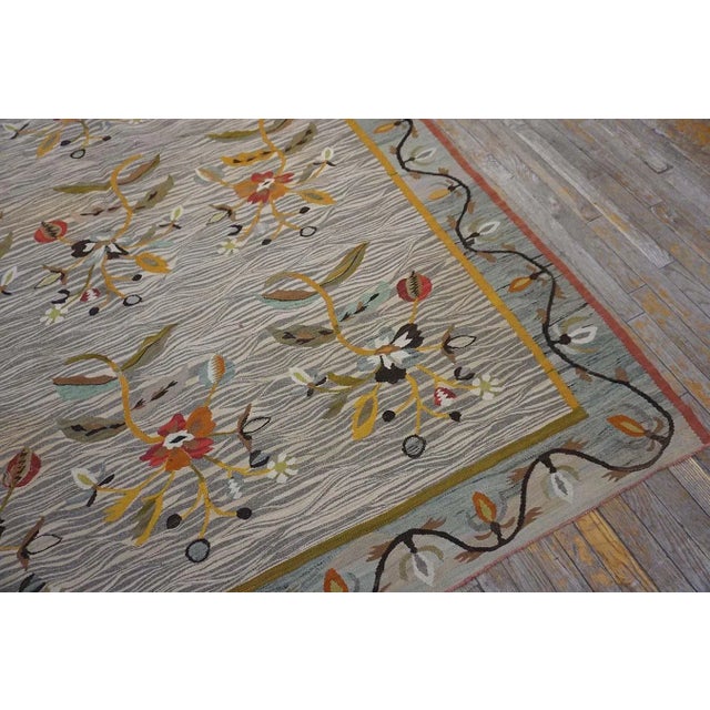 Shocking Grey Ground Color and Multicolor Floral Design Antique Besserabian Flat-Weave Rug For Sale - Image 11 of 11