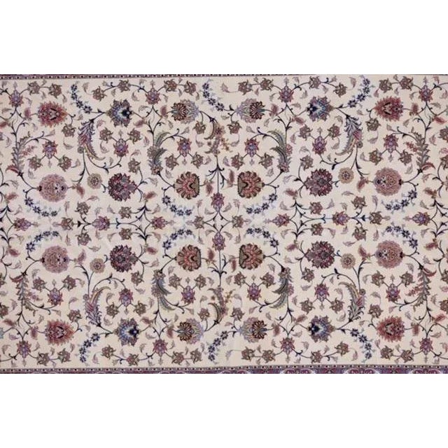 Ivory Signed Persian Tabriz Palace Rug 6'5" X 19'5" For Sale - Image 8 of 13