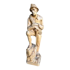 1950s Wood Carving Alpine Hiker Climber