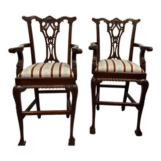 Vintage Chippendale Bar Stools - a Pair For Sale