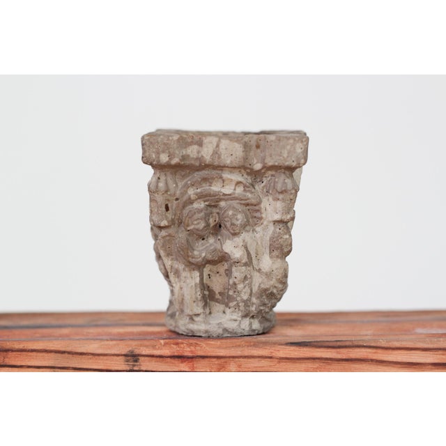 Cream Brutalist Candle Holder With Architectural Medieval-Revival Capitals For Sale - Image 8 of 16