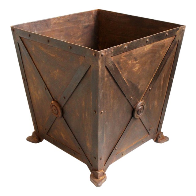 Vintage Iron Rivet Box Planter For Sale