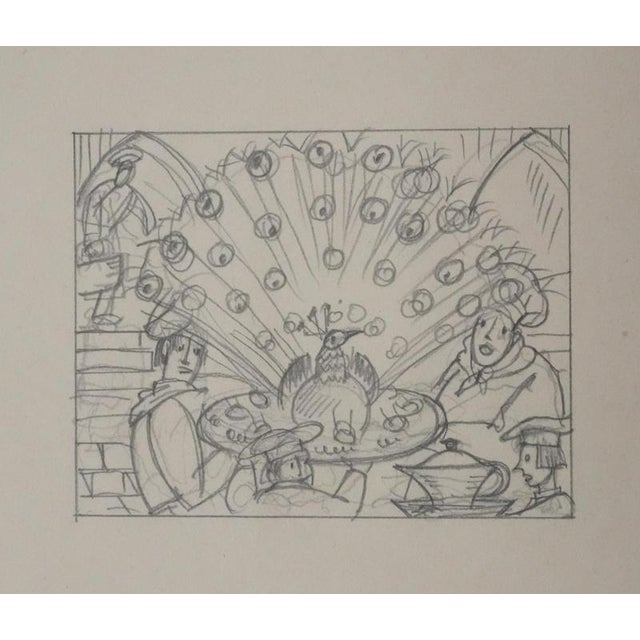 Jean-Emile Laboureur, Peacock, 1937, Pencil on Paper For Sale - Image 7 of 7