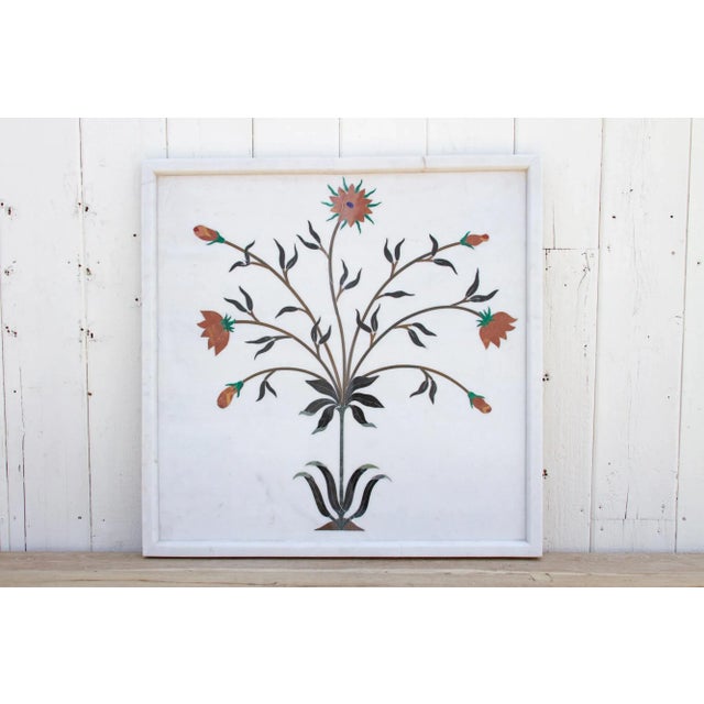 Marble Gemstone Inlay Campanula Wall Panel For Sale - Image 12 of 12