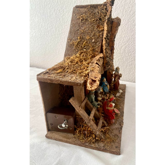 Mid 20th Century Mid-Century Vintage Musical Nativity Crèche Stable (Plays "Silent Night") For Sale - Image 5 of 14