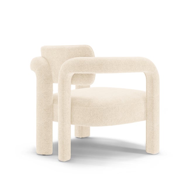 Contemporary Double Arch Armchair in Chenille from Insidherland For Sale - Image 3 of 9