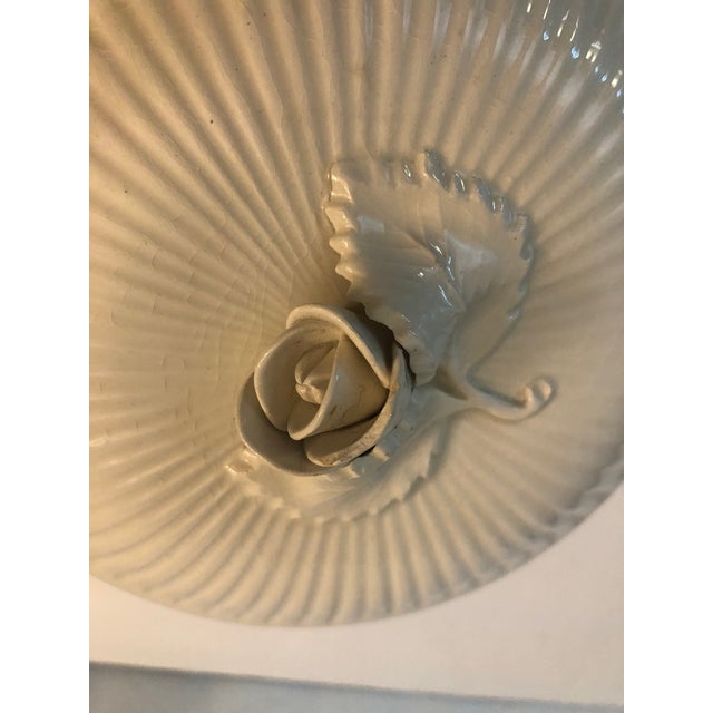 Portugal Blanc De Chine Ribbed Decorative Covered Bowl With Rose For Sale - Image 6 of 11