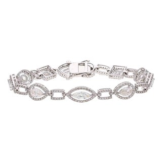 6.45 Ct Natural Trillion, Square , Round & Marquise Shape Diamond Bracelet 18kg For Sale