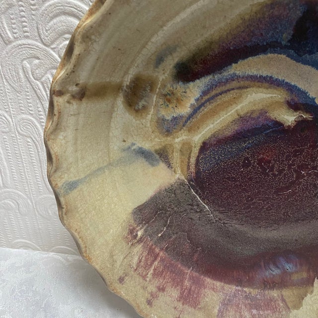 Ceramic Vintage Large Deep Hand Thrown Studio Pottery Bowl Platter For Sale - Image 7 of 11