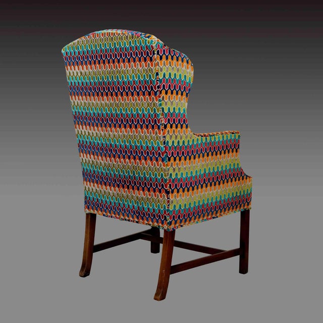 Vintage Wingback Armchair With Custom Hamilton Upholstery For Sale - Image 9 of 12