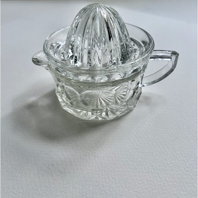 Heisey Style Two Piece Clear Handled Glass Juicer, C. 1930's For Sale - Image 4 of 14