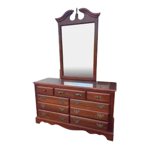 Broyhill Cherry Wood Georgian Dresser With Mirror Made in North Carolina