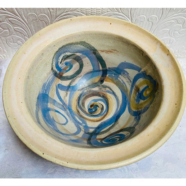 Contemporary Susan Anderson 1993 Studio Pottery Hand Painted Huge Bowl For Sale - Image 3 of 10