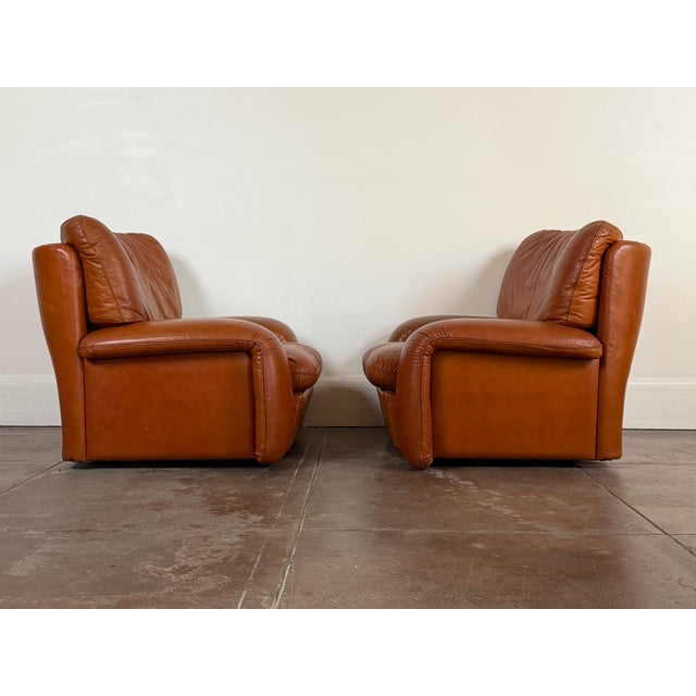 1970’s soft leather italian lounge chairs in good vintage condition. Minor wear on the leather consistent with age. Price...