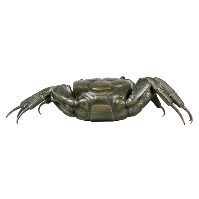 Black Japanese Meiji Articulated Bronze Crab For Sale - Image 8 of 10